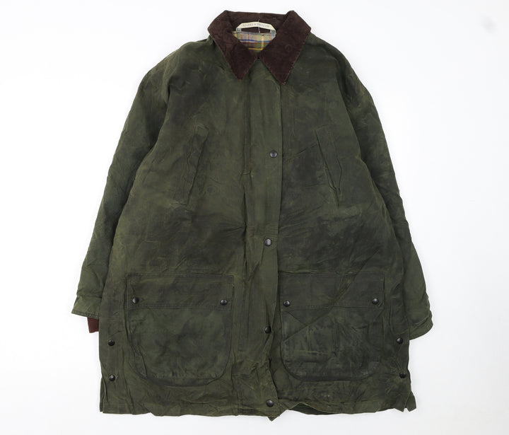 Marks and Spencer Men's Green Waxed Overcoat Jacket Size 36 Regular
