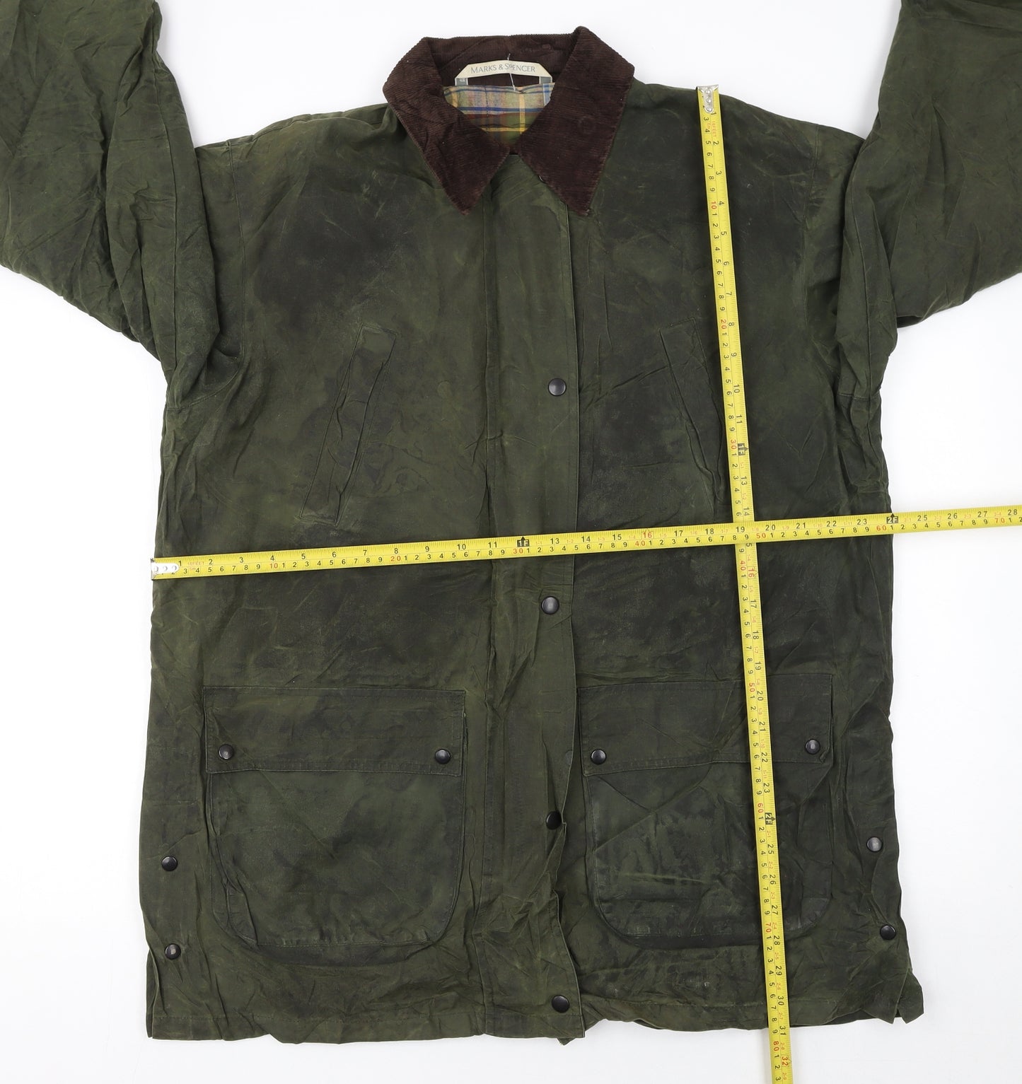 Marks and Spencer Men's Green Waxed Overcoat Jacket Size 36 Regular