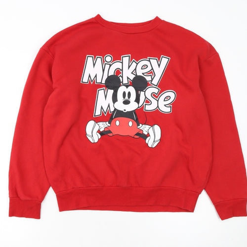 Primark Women Red Mickey Mouse Pullover Sweatshirt Size S 10/12