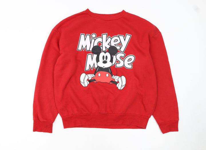 Primark Women Red Mickey Mouse Pullover Sweatshirt Size S 10/12