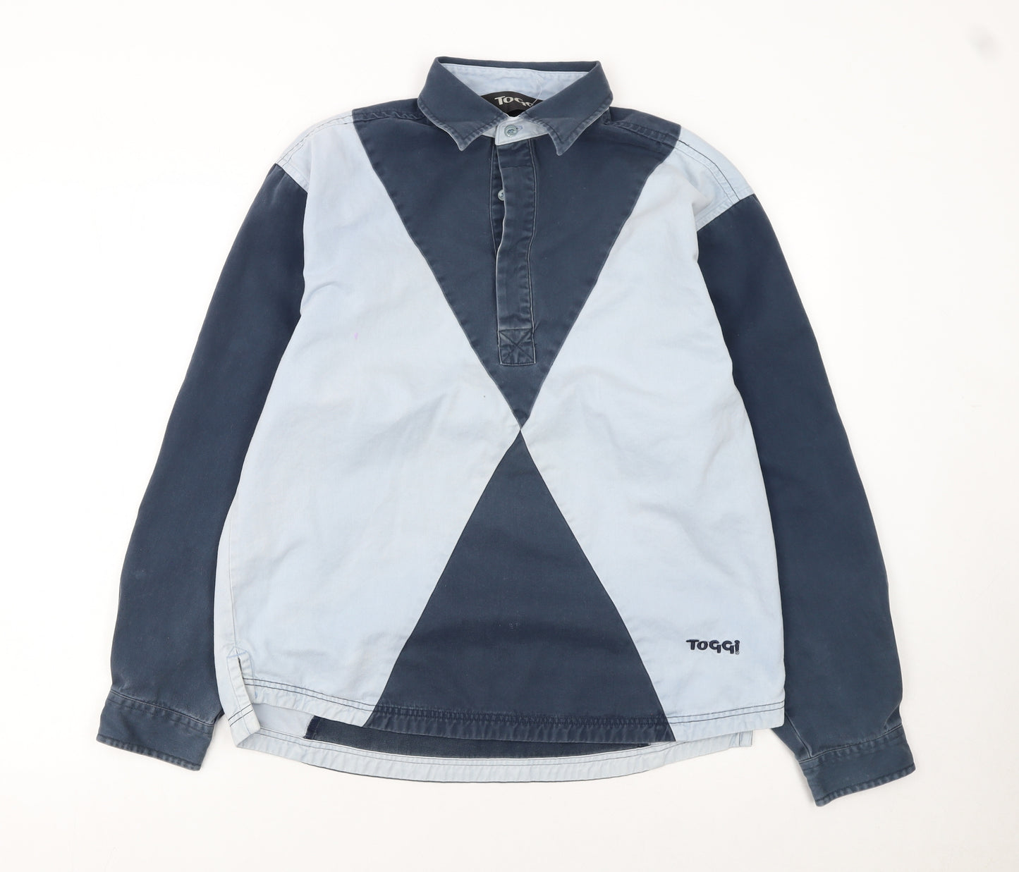 Toggi Men's Blue Colourblock Cotton Long Sleeve Collared Shirt XS