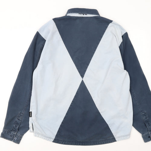Toggi Men's Blue Colourblock Cotton Long Sleeve Collared Shirt XS
