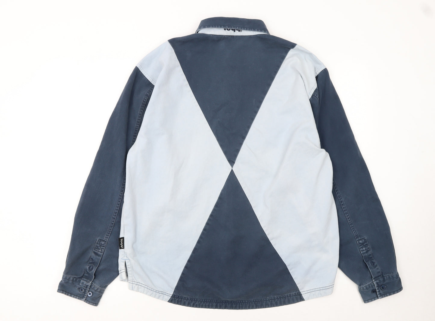 Toggi Men's Blue Colourblock Cotton Long Sleeve Collared Shirt XS