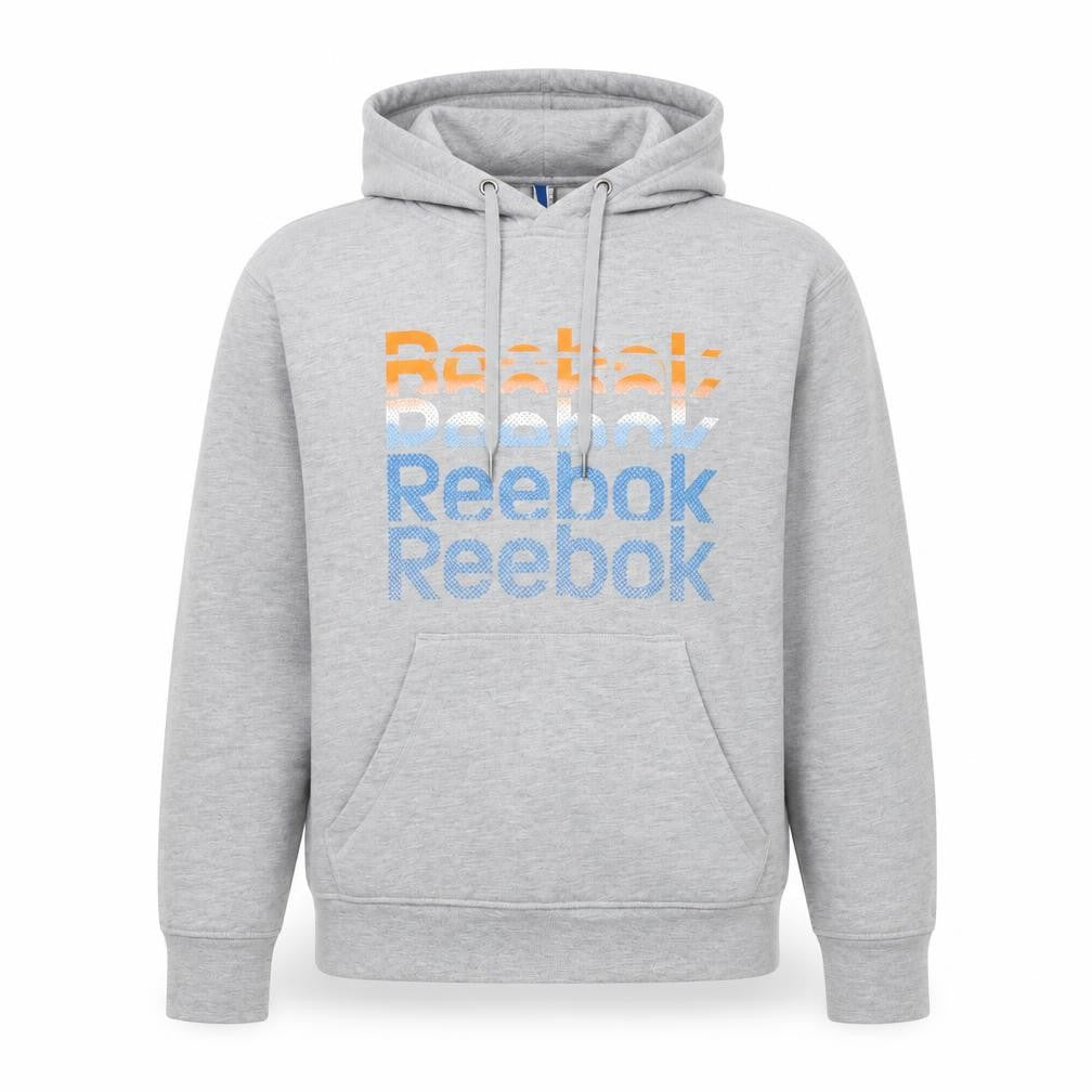 Reebok Men's Grey Pullover Hoodie M Logo Sports Fleece