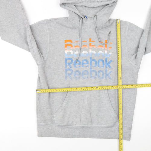 Reebok Men's Grey Pullover Hoodie M Logo Sports Fleece