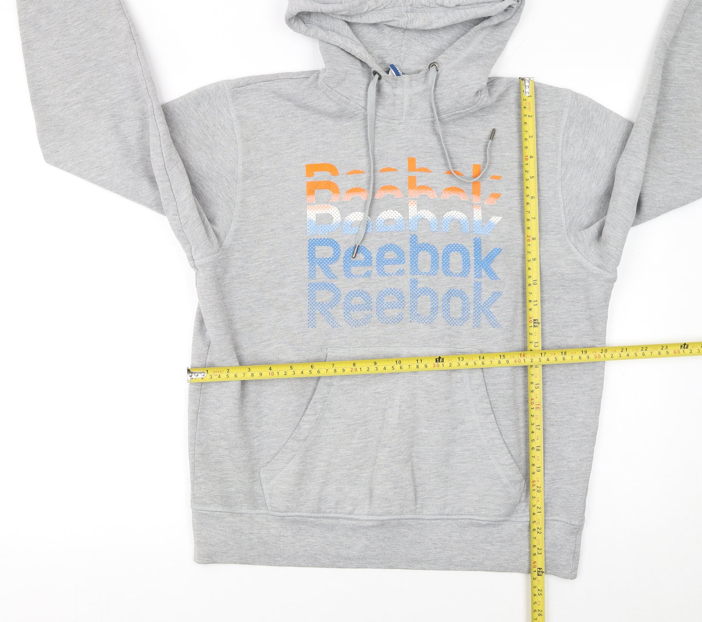 Reebok Men's Grey Pullover Hoodie M Logo Sports Fleece