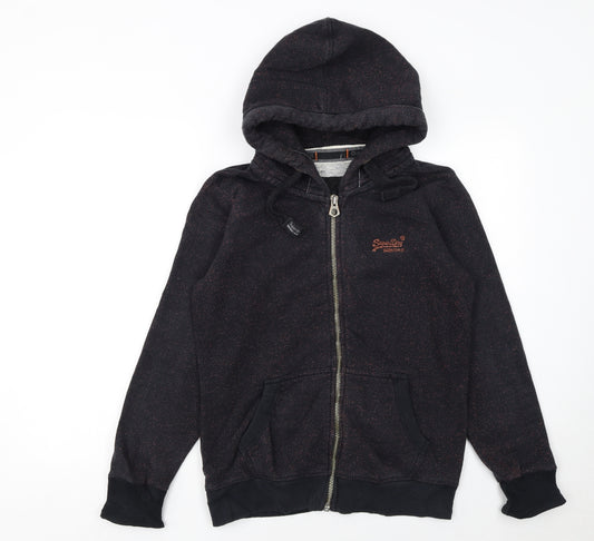 Superdry Women's Black Full Zip Hoodie Size M Cotton Blend