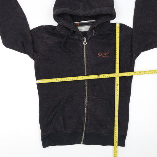 Superdry Women's Black Full Zip Hoodie Size M Cotton Blend