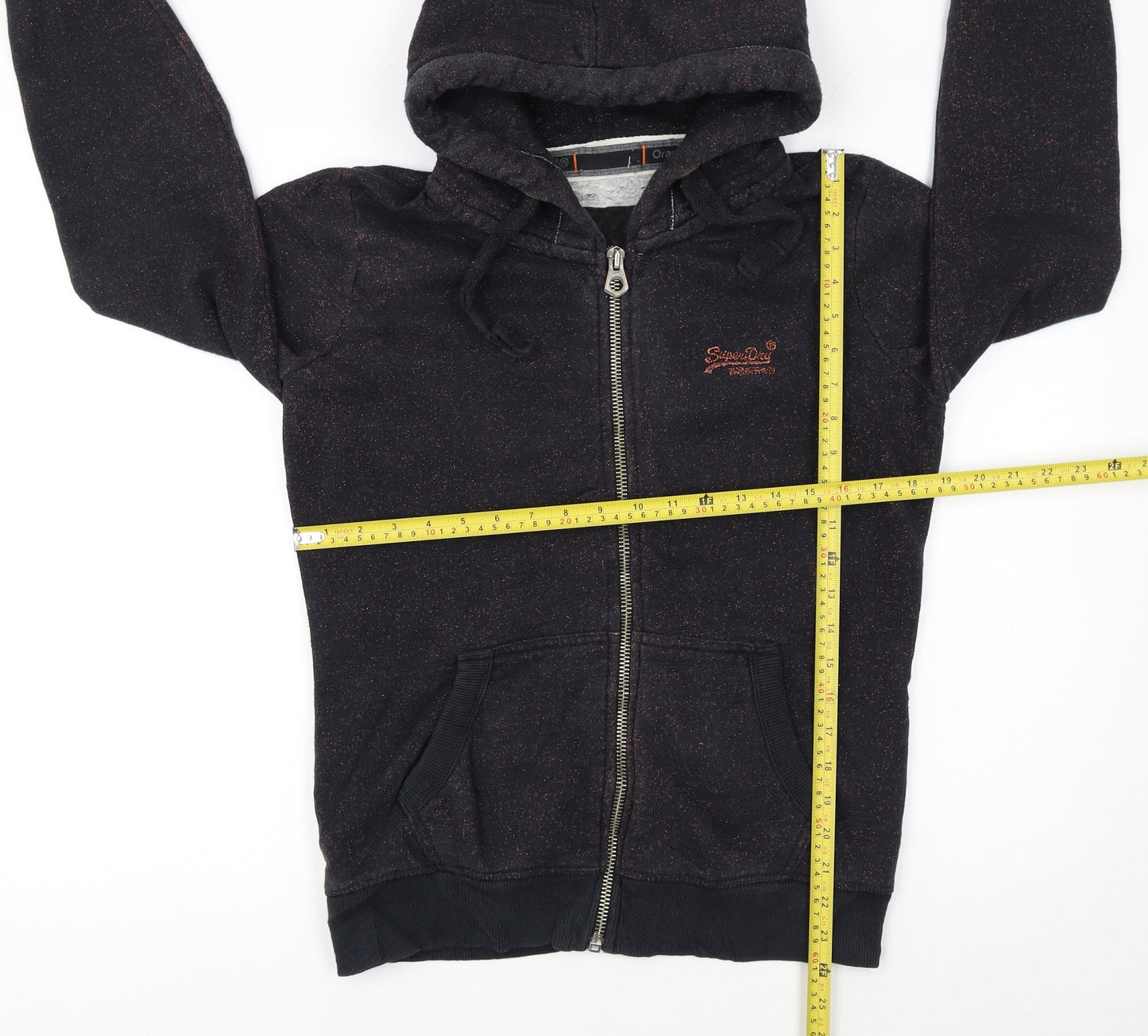 Superdry Women's Black Full Zip Hoodie Size M Cotton Blend