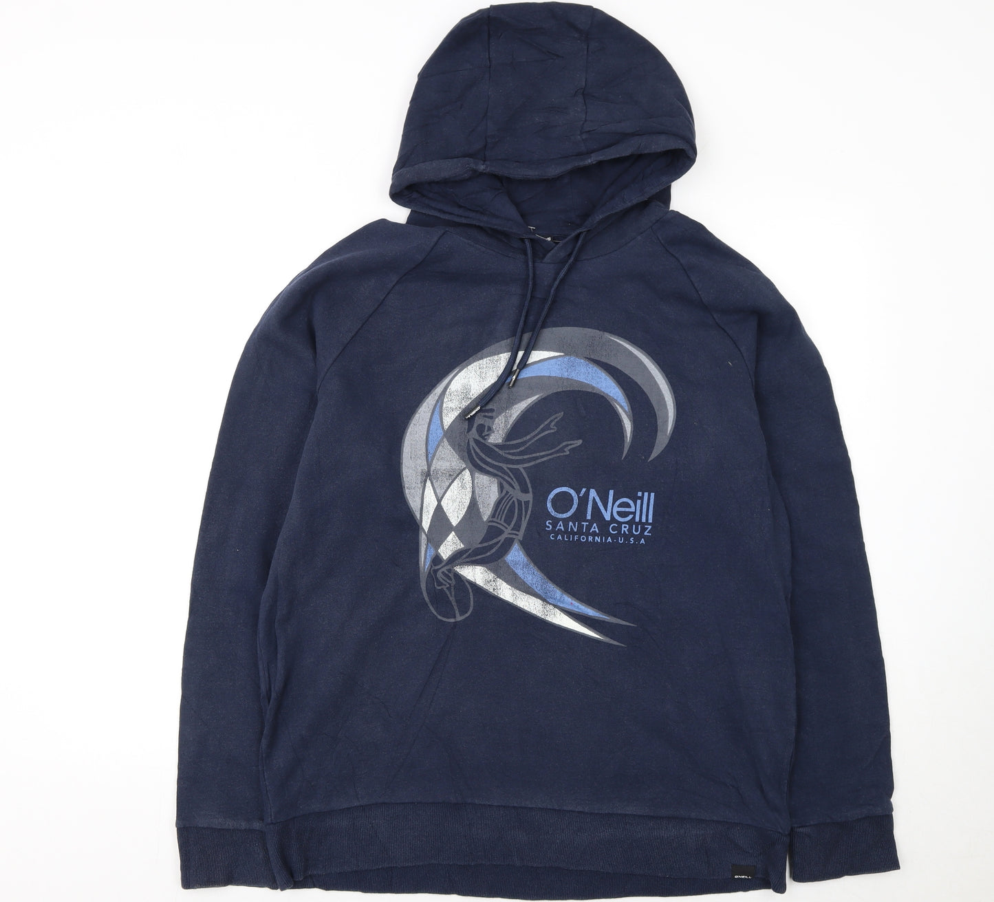 O'Neill Men's Blue Pullover Hoodie L Graphic Surf Style