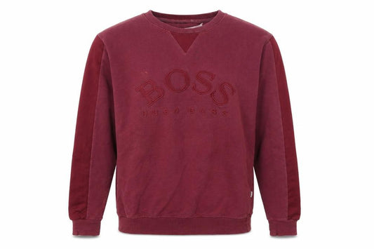Front view of Hugo Boss Men's Red Small Pullover Sweatshirt Embroidered Logo
