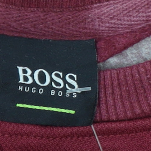 Hugo Boss Men's Red Small Pullover Sweatshirt Embroidered Logo