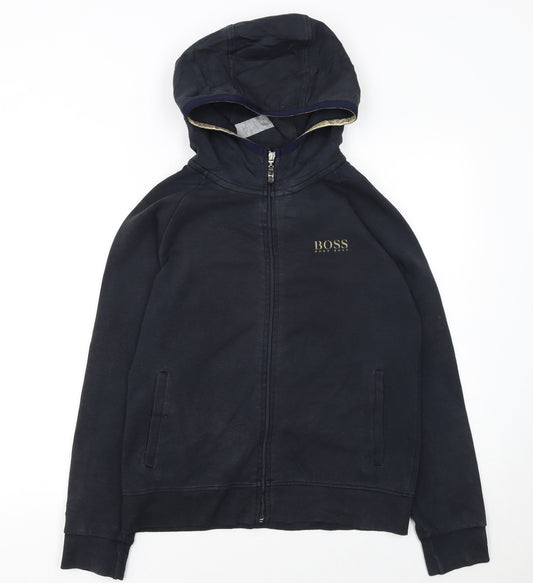 BOSS Women’s Black Full Zip Hoodie Medium Logo Trim Casual