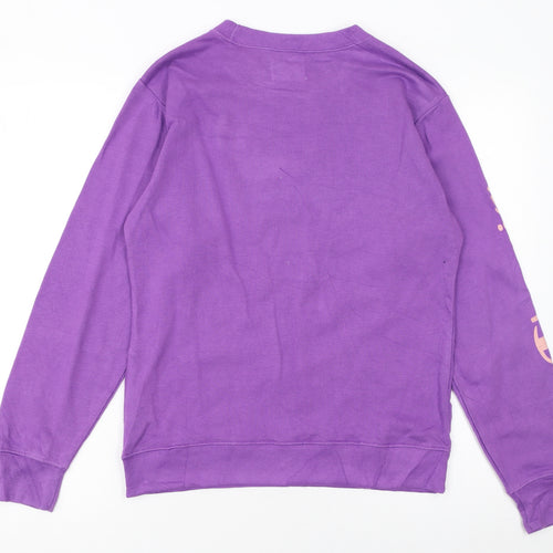 Champion Girls Purple Crew Neck Sweatshirt Size L Cotton Blend Logo Print