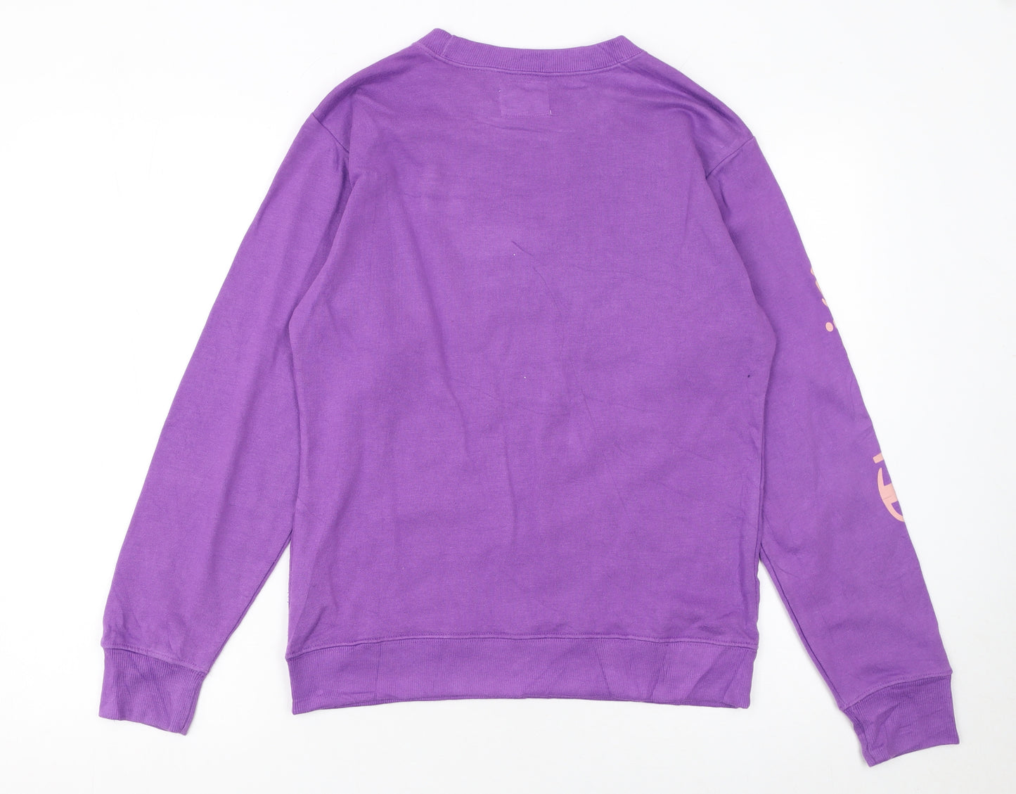 Champion Girls Purple Crew Neck Sweatshirt Size L Cotton Blend Logo Print
