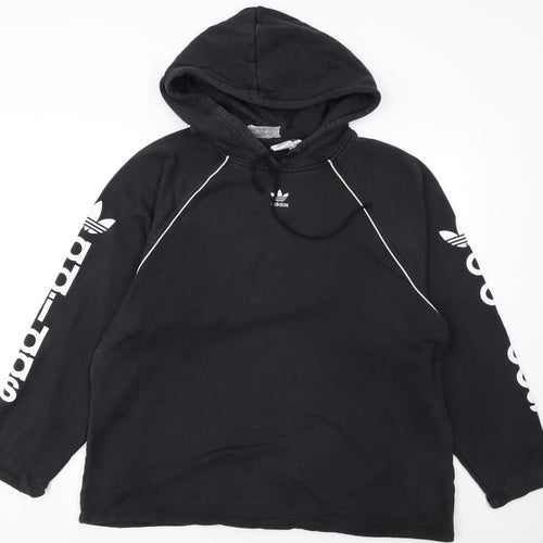 Adidas Women's Black Pullover Hoodie Size 14 with Logo Print