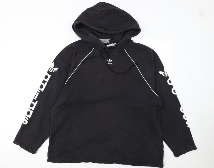 Adidas Women's Black Pullover Hoodie Size 14 with Logo Print