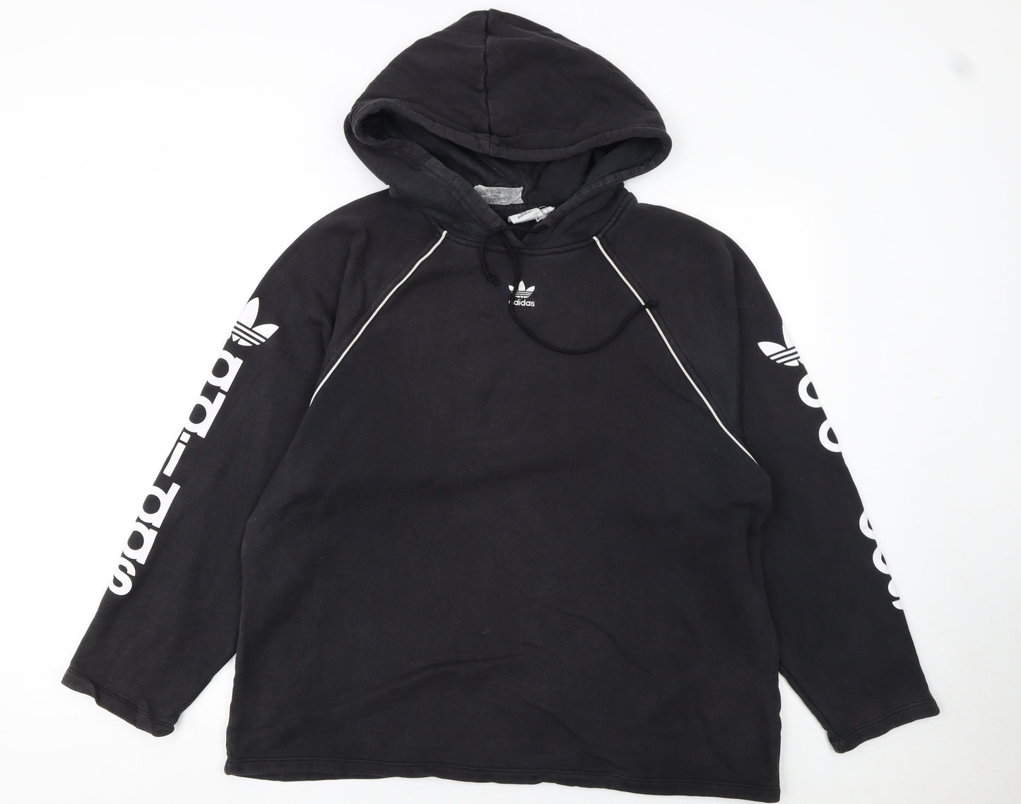 Adidas Women's Black Pullover Hoodie Size 14 with Logo Print