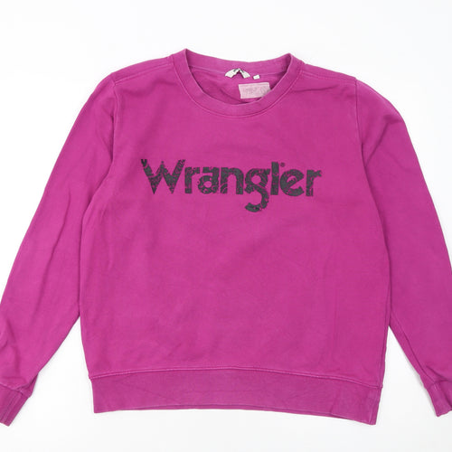 Wrangler Womens Pink Crew Neck Cotton Pullover Sweatshirt Size S