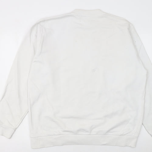 Diesel Mens White XL Pullover Sweatshirt Graphic Print Logo Jumper