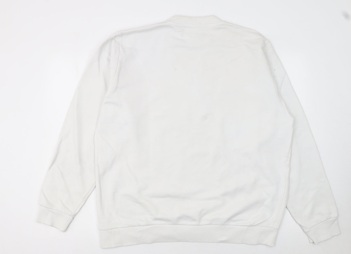 Diesel Mens White XL Pullover Sweatshirt Graphic Print Logo Jumper