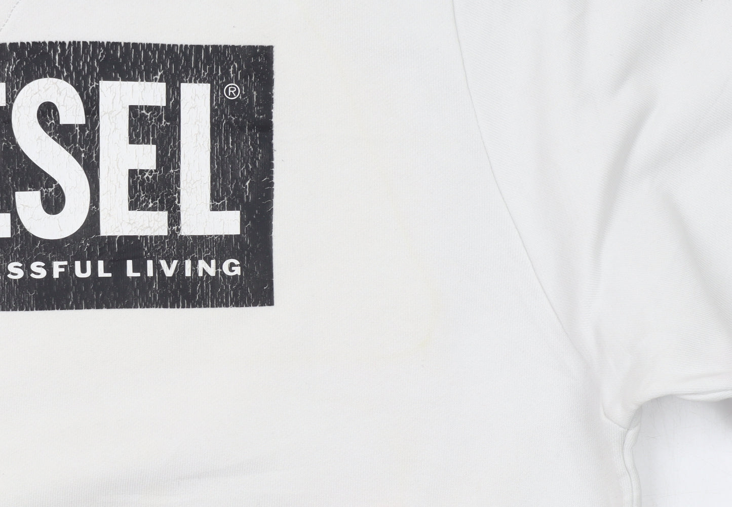 Diesel Mens White XL Pullover Sweatshirt Graphic Print Logo Jumper