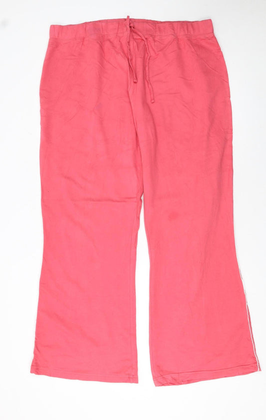 South Womens Pink Wide-Leg Jersey Trousers Size 22L Elastic Waist