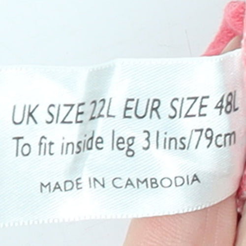 South Womens Pink Wide-Leg Jersey Trousers Size 22L Elastic Waist