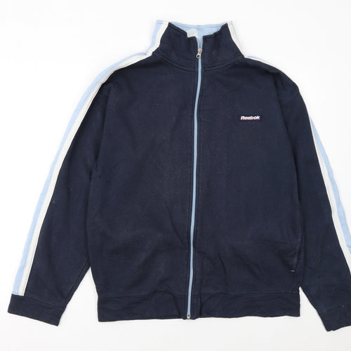 Reebok Mens Blue Track Jacket L Retro Full Zip Lightweight Sportswear