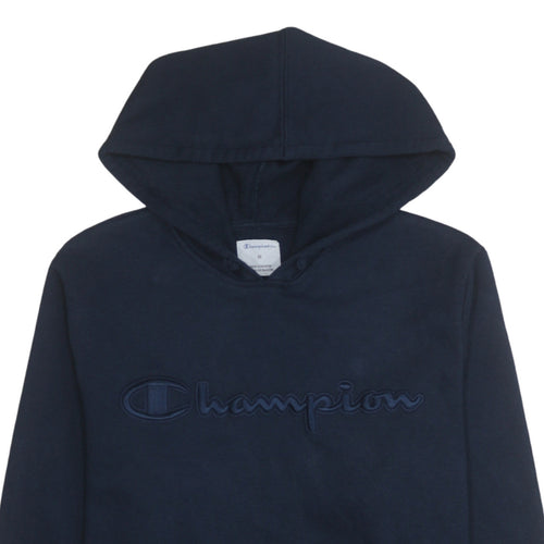 Champion Men's Blue Pullover Hoodie Medium Embroidered Logo Fleece