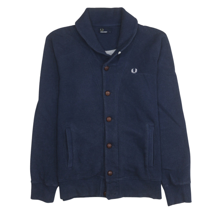 Fred Perry Men's Blue L Button Cardigan Sweatshirt