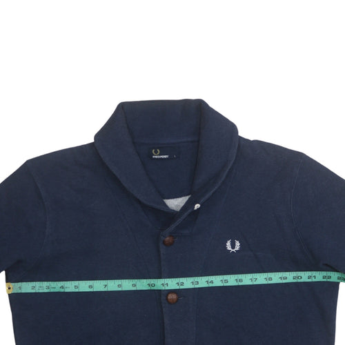 Fred Perry Men's Blue L Button Cardigan Sweatshirt
