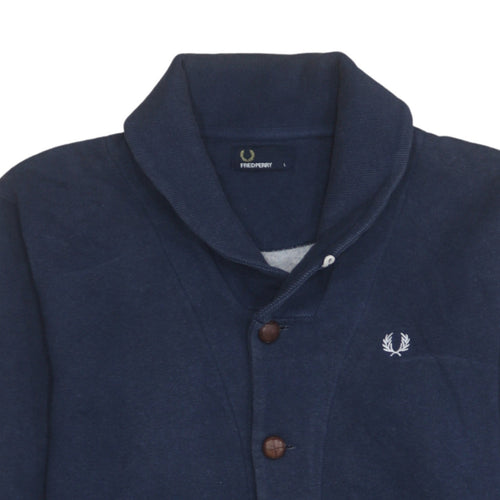Fred Perry Men's Blue L Button Cardigan Sweatshirt