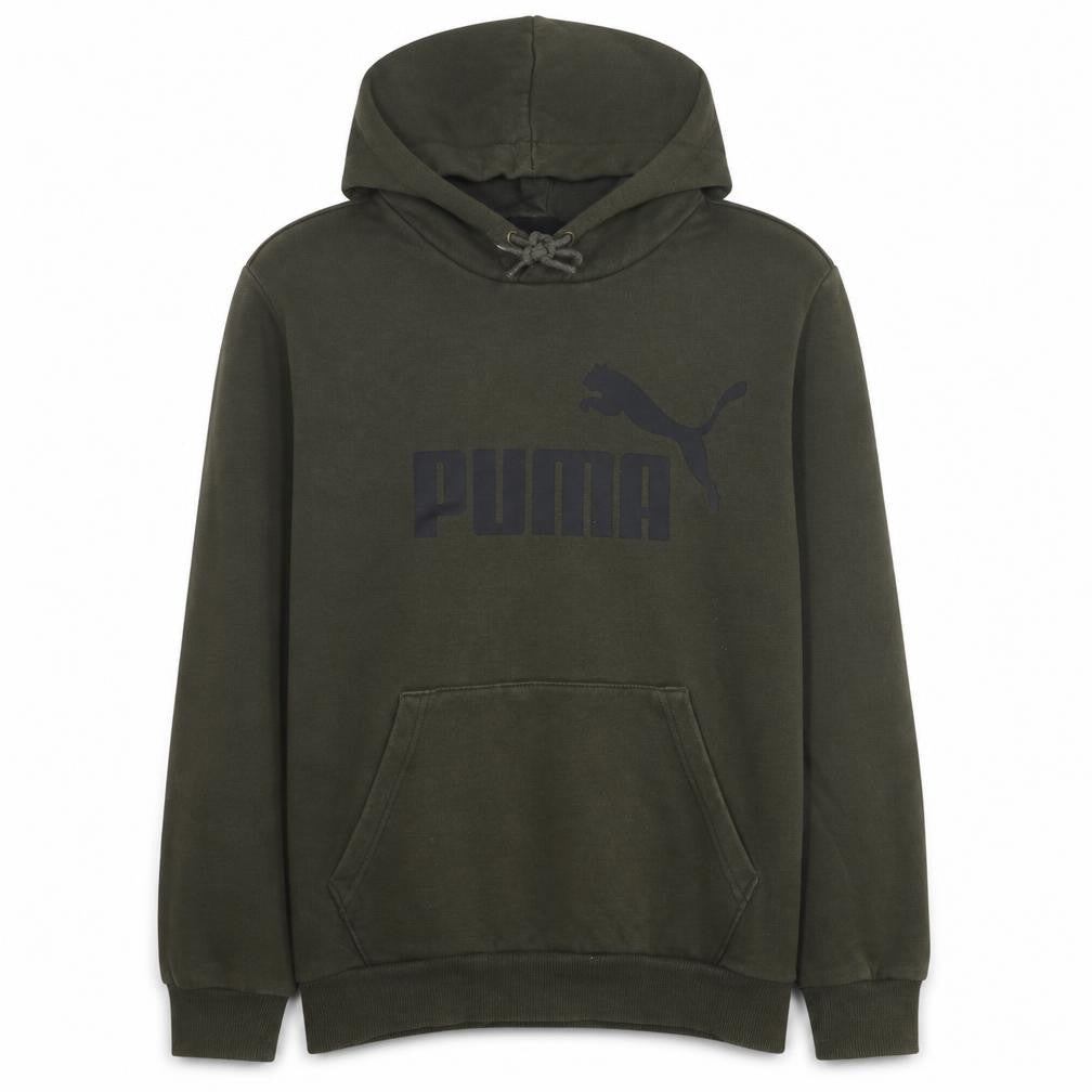 Front view of Puma Men's Green XS Pullover Hoodie Sweatshirt