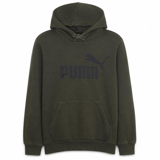 Front view of Puma Men's Green XS Pullover Hoodie Sweatshirt
