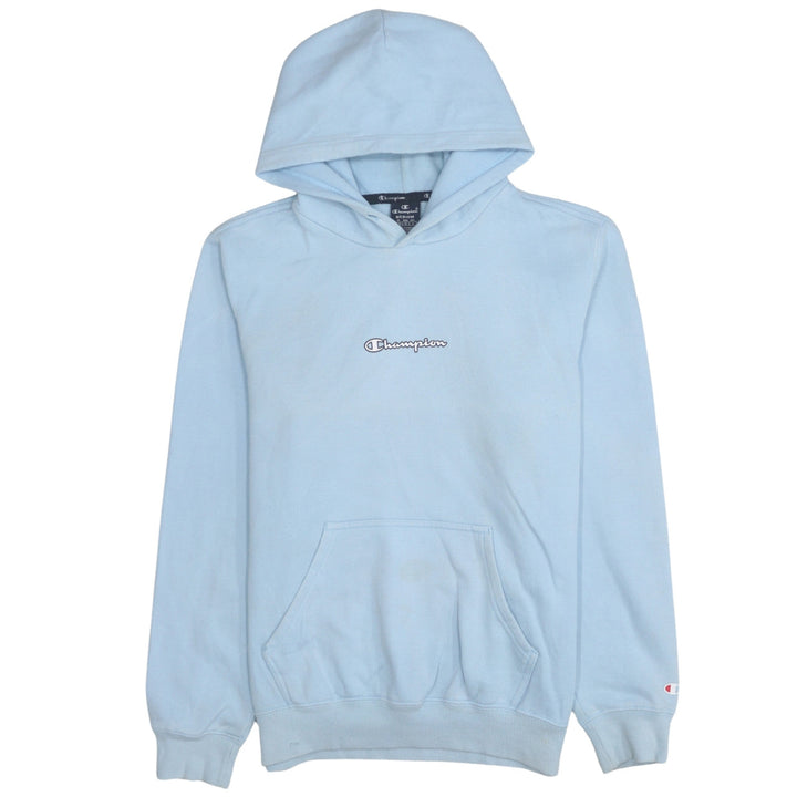 Champion Men's Blue Pullover Hoodie Medium Logo Fleece Sweatshirt