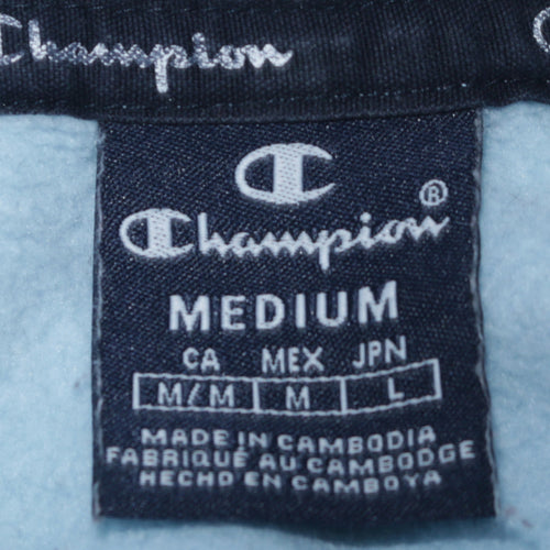 Champion Men's Blue Pullover Hoodie Medium Logo Fleece Sweatshirt