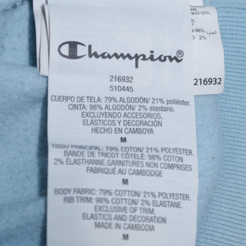Champion Men's Blue Pullover Hoodie Medium Logo Fleece Sweatshirt