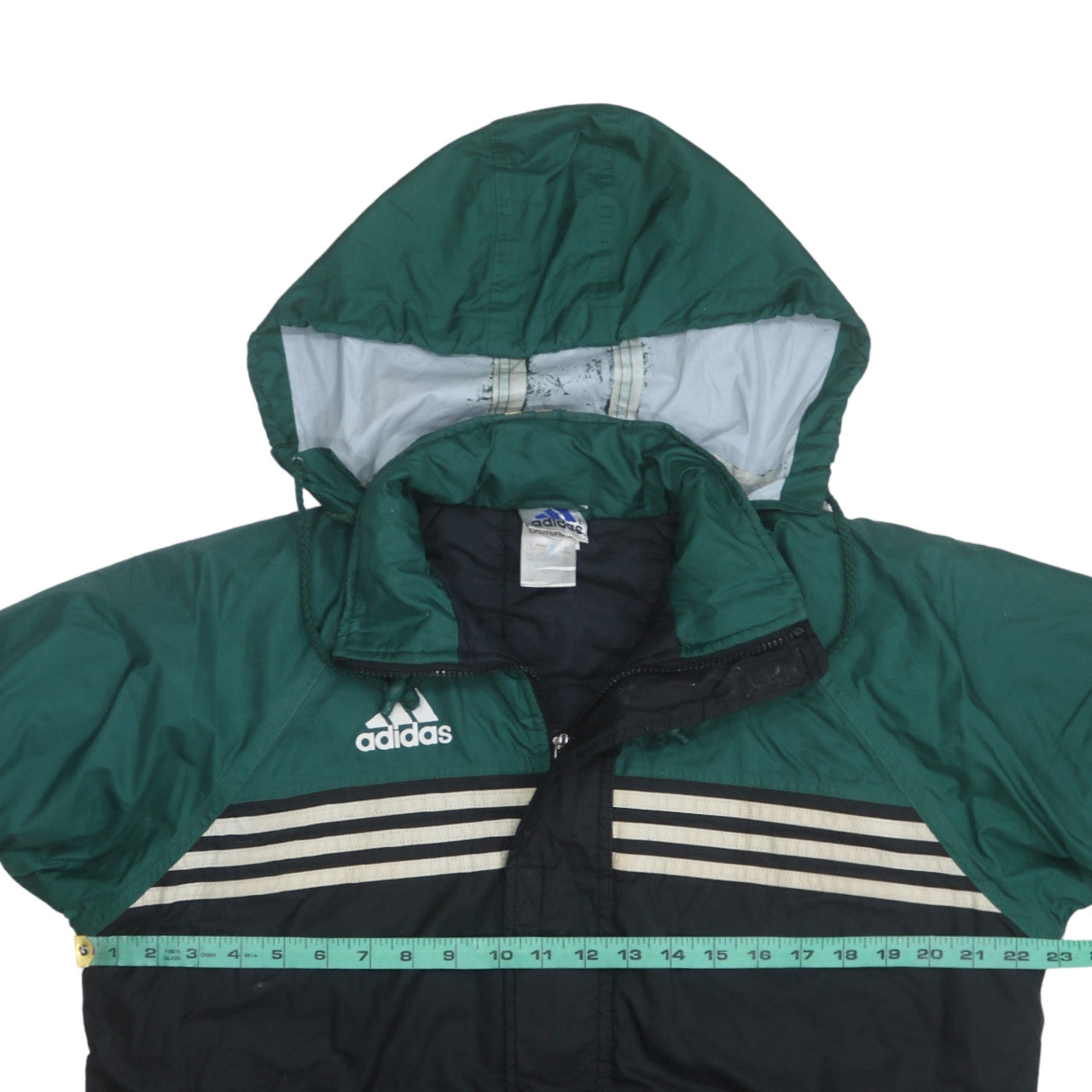 Adidas Men’s Green & Black Windbreaker Jacket L Hooded Sportswear
