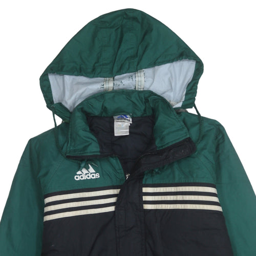 Adidas Men’s Green & Black Windbreaker Jacket L Hooded Sportswear
