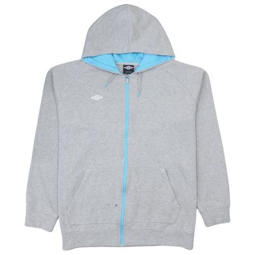 Umbro Mens Grey Full Zip Hoodie XL Lightweight Sports Fleece