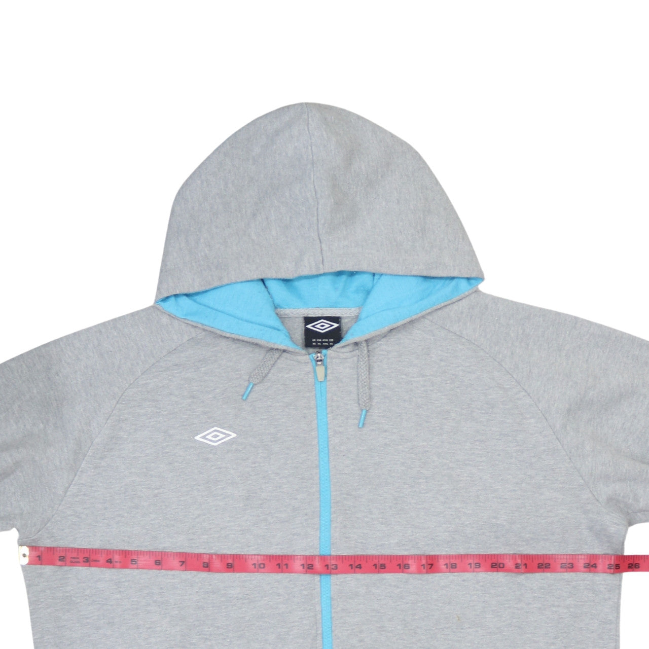 Umbro Mens Grey Full Zip Hoodie XL Lightweight Sports Fleece