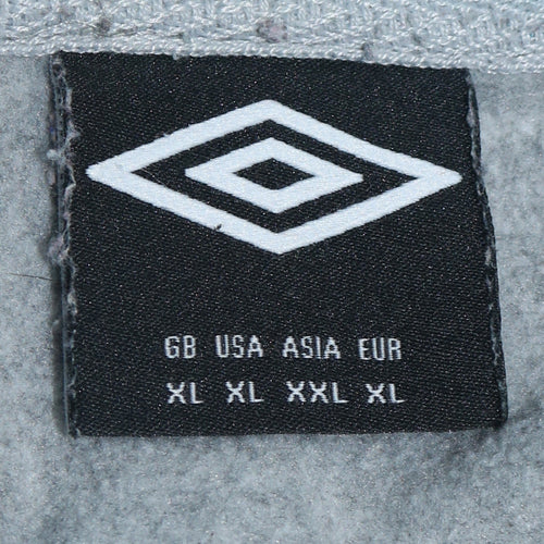 Umbro Mens Grey Full Zip Hoodie XL Lightweight Sports Fleece