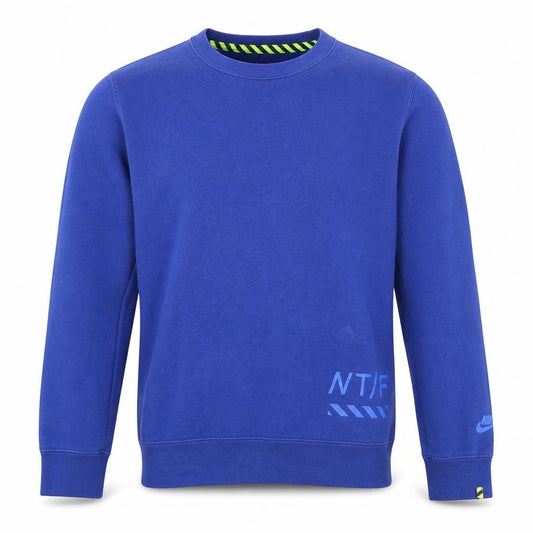 Front view of Nike Men's Blue Crew Neck Pullover Sweatshirt, size S