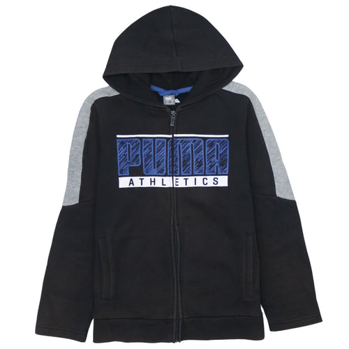 Puma Boys Black Full Zip Hoodie 13-14 Years Athletic Fleece Sweatshirt