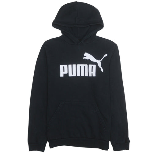 Puma Boys Black Pullover Hoodie 15-16 Years Logo Fleece Sweatshirt
