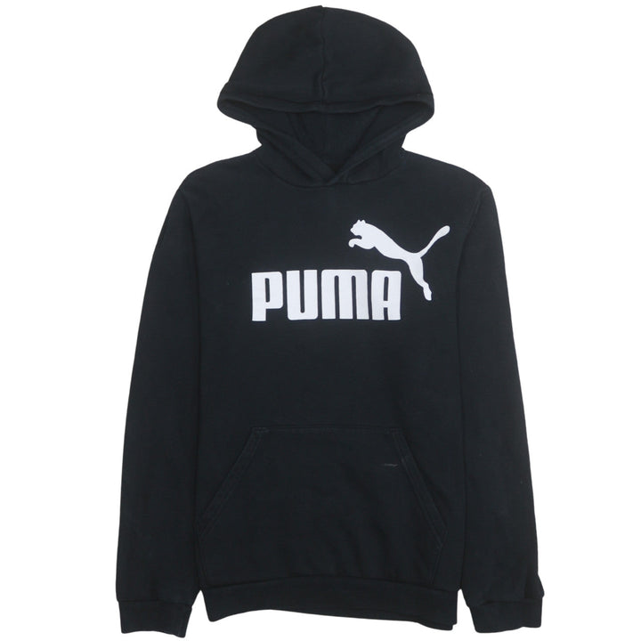 Puma Boys Black Pullover Hoodie 15-16 Years Logo Fleece Sweatshirt