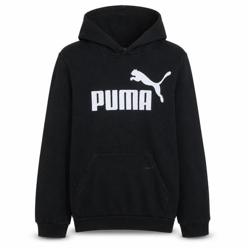 Puma Boys Black Pullover Hoodie 15-16 Years Logo Fleece Sweatshirt