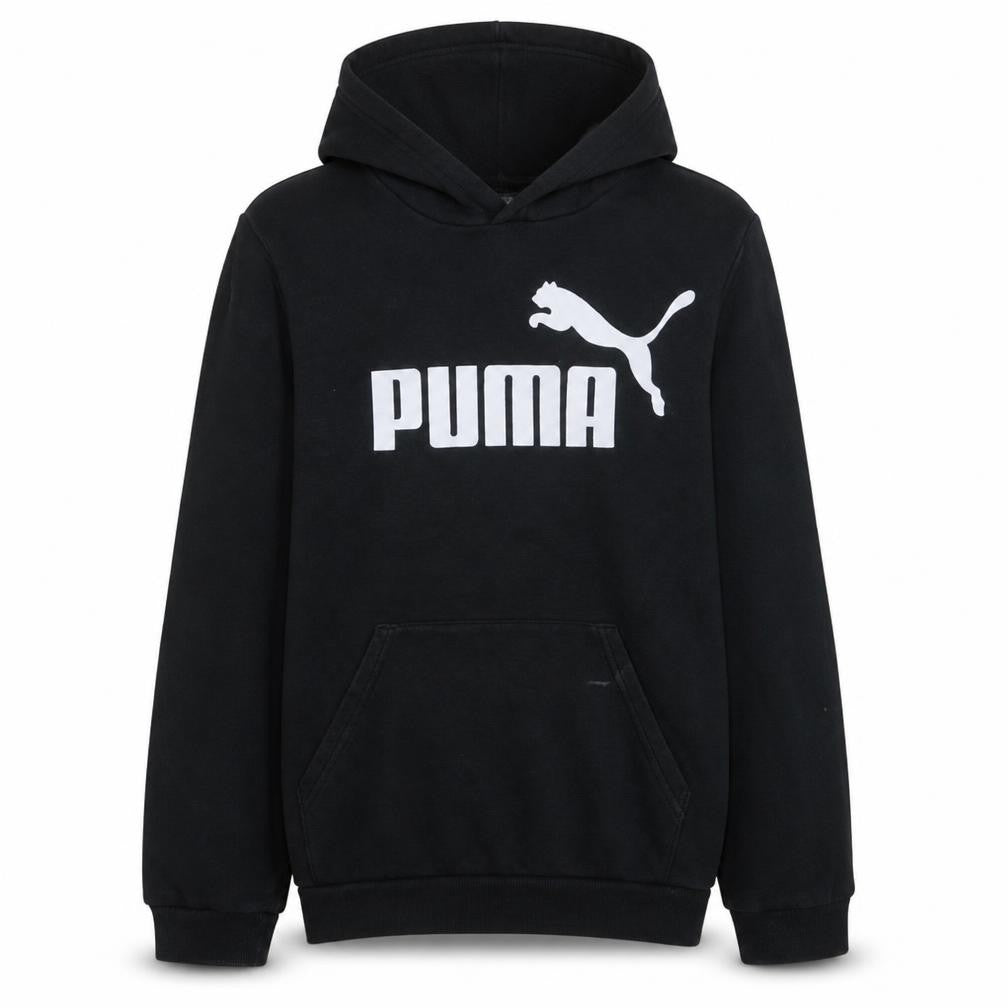 Puma Boys Black Pullover Hoodie 15-16 Years Logo Fleece Sweatshirt