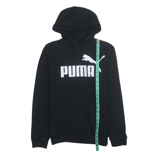 Puma Boys Black Pullover Hoodie 15-16 Years Logo Fleece Sweatshirt